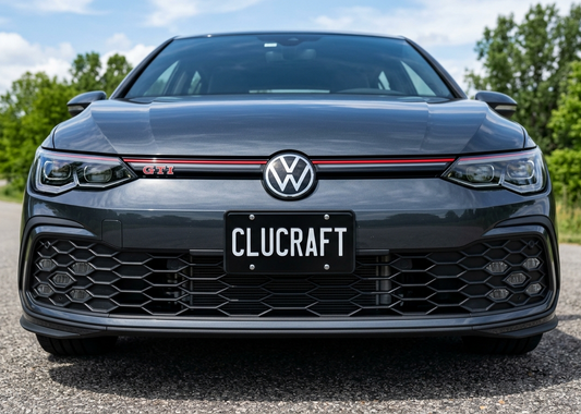 CluCraft 2025-2026 VW MK8.5 Golf GTI center mount license plate bracket product showcase